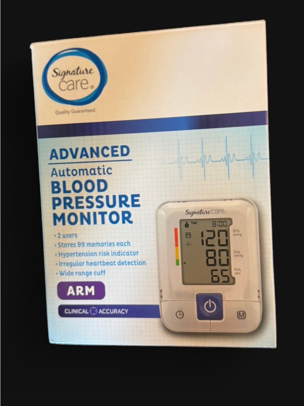 Signature Care White and Blue Automatic Blood Pressure Monitor